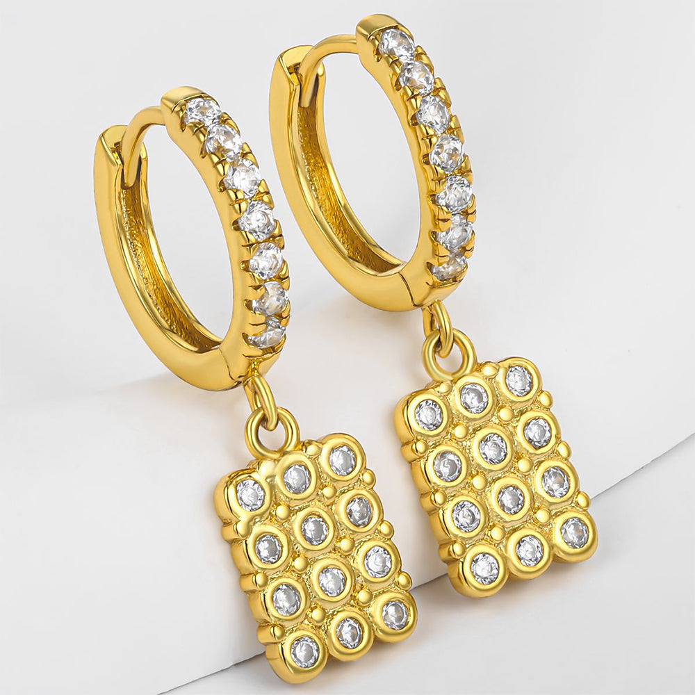 Pendientes de Aleación Bañado en Oro con Cristal Emporia® Blanco