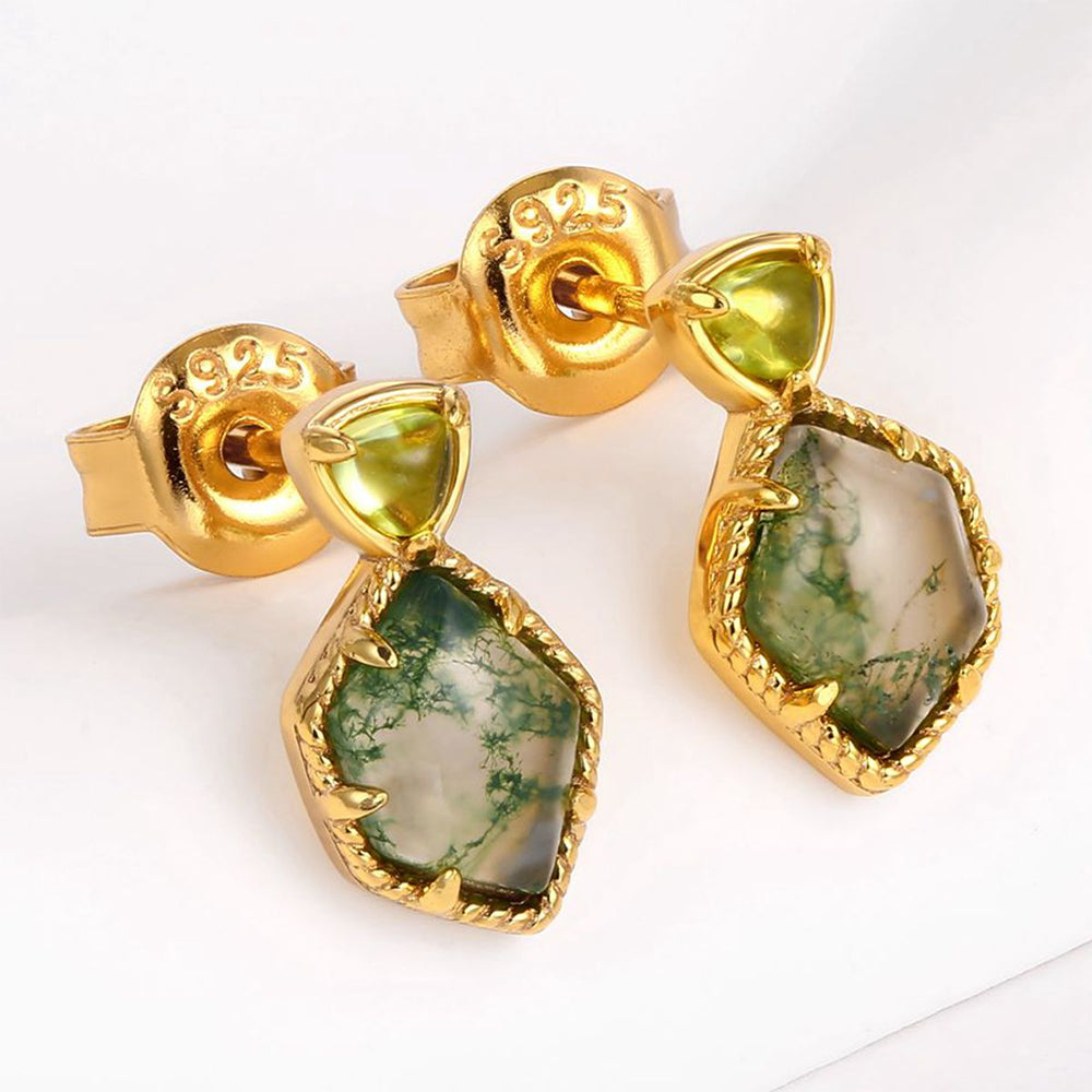 Pendientes de Aleación Bañado en Oro con Cristal Emporia® Verde