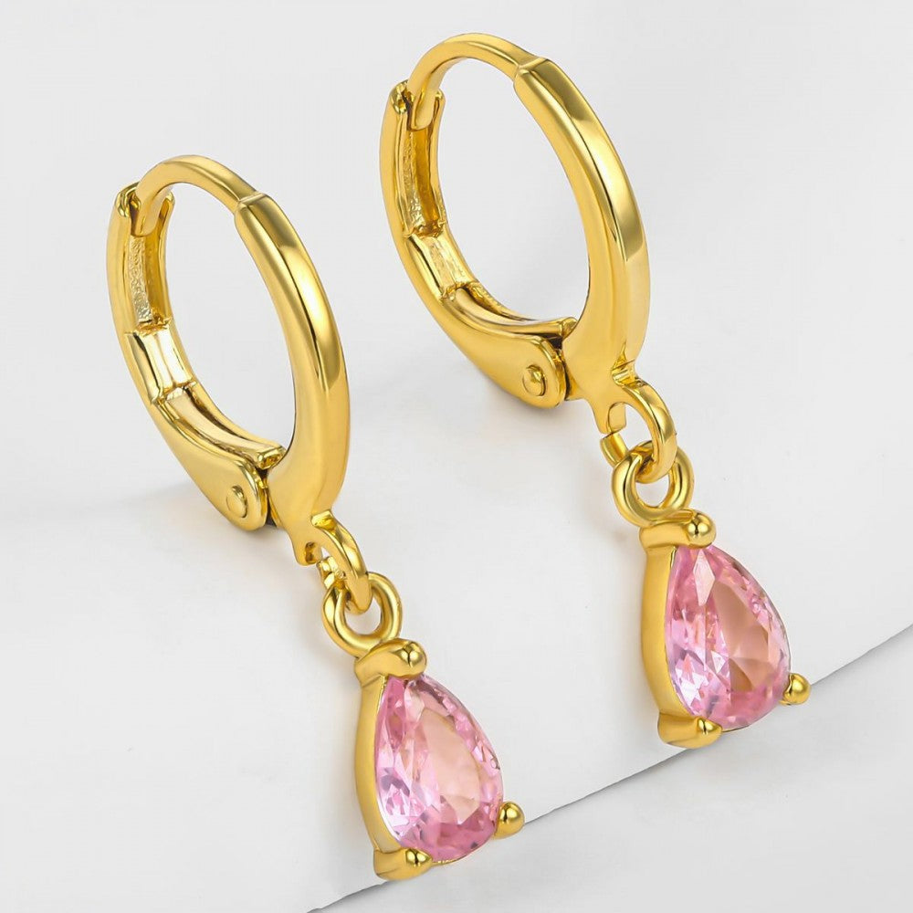 Pendientes de Aleación Bañado en Oro con Cristal Emporia® Rosa