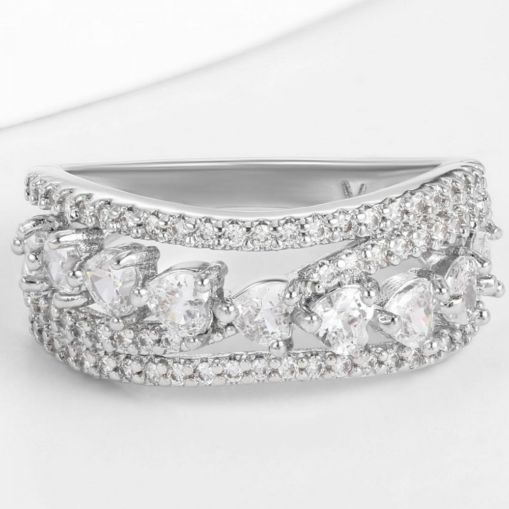 Anillo de Aleación Bañado en Oro con Cristal Emporia® Blanco