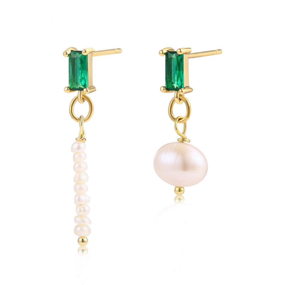 Pendientes de Aleación Bañado en Oro con Cristal Emporia® Verde