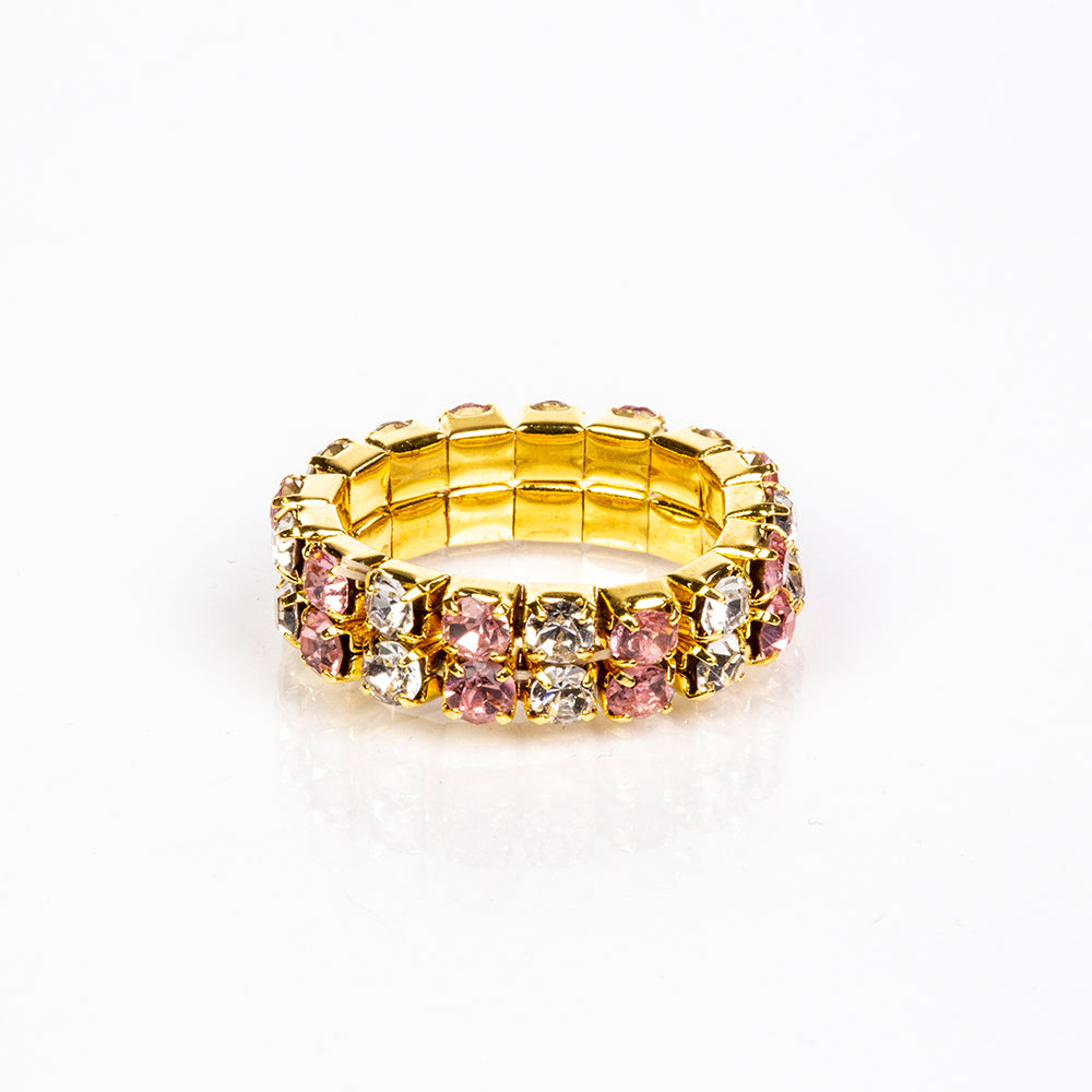 Cruz Conjunto de Aleación Bañado en Oro con Cristal Emporia® Rosa y Cristal Emporia® Blanco ( Collar +Pulsera +Anillo +Colgante )