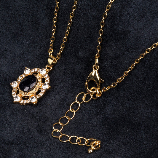 Collar de Aleación Bañado en Oro con Zafiro y Cristal Emporia® Blanco ( Collar +Colgante )