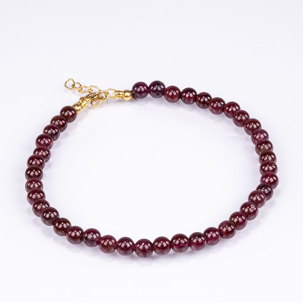Pulsera de Plata Bañada en Oro con Granate rojo