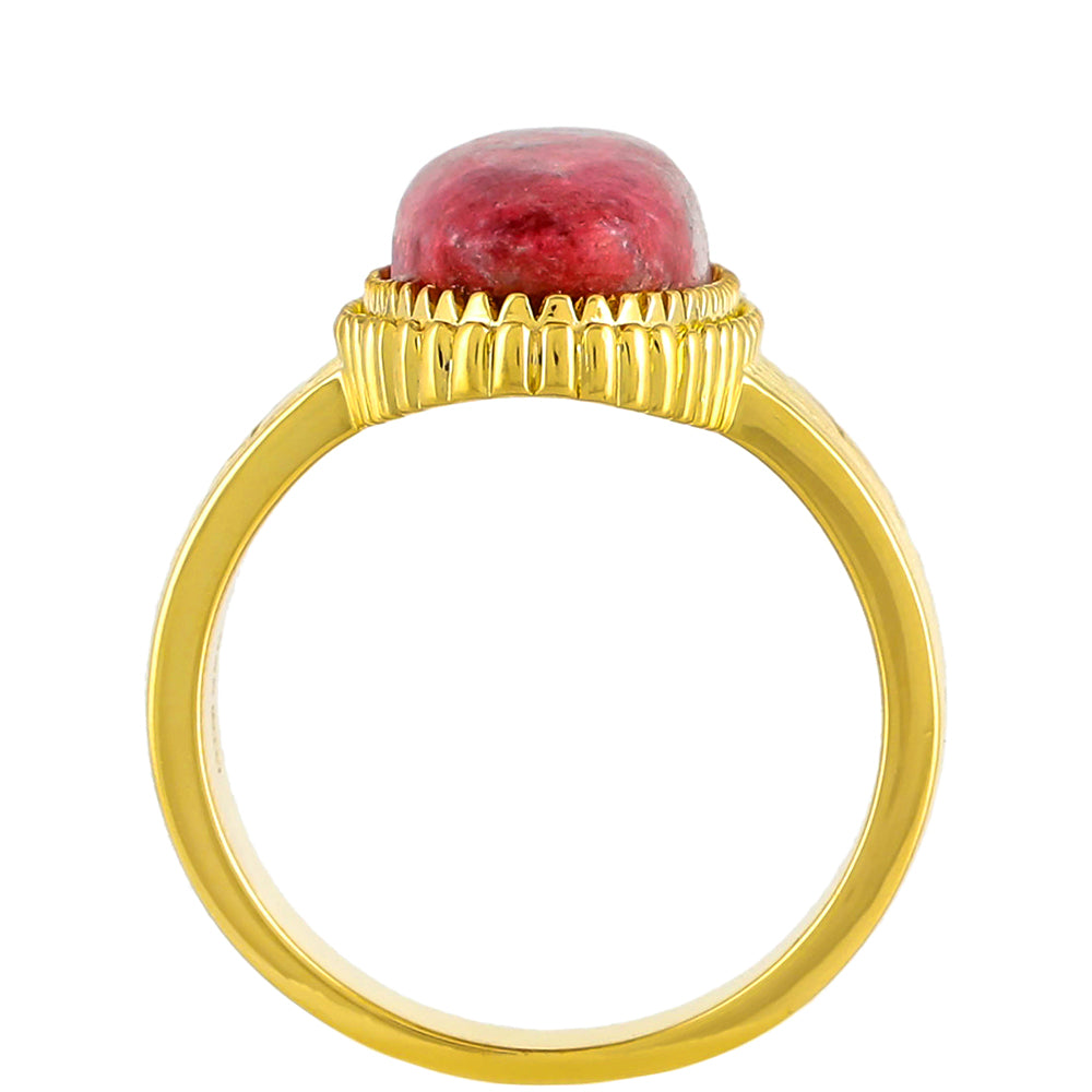 Anillo de Plata Bañada en Oro con Thulita