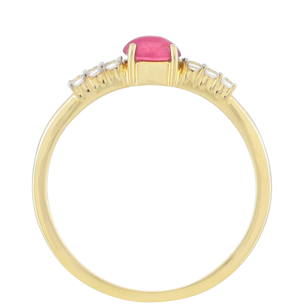 Anillo de Oro 9K con Rubí de Tailandia y Zircón natural