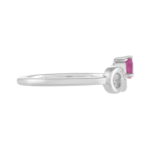 Anillo de Plata con Rubí de Tailandia y Topacio Blanco