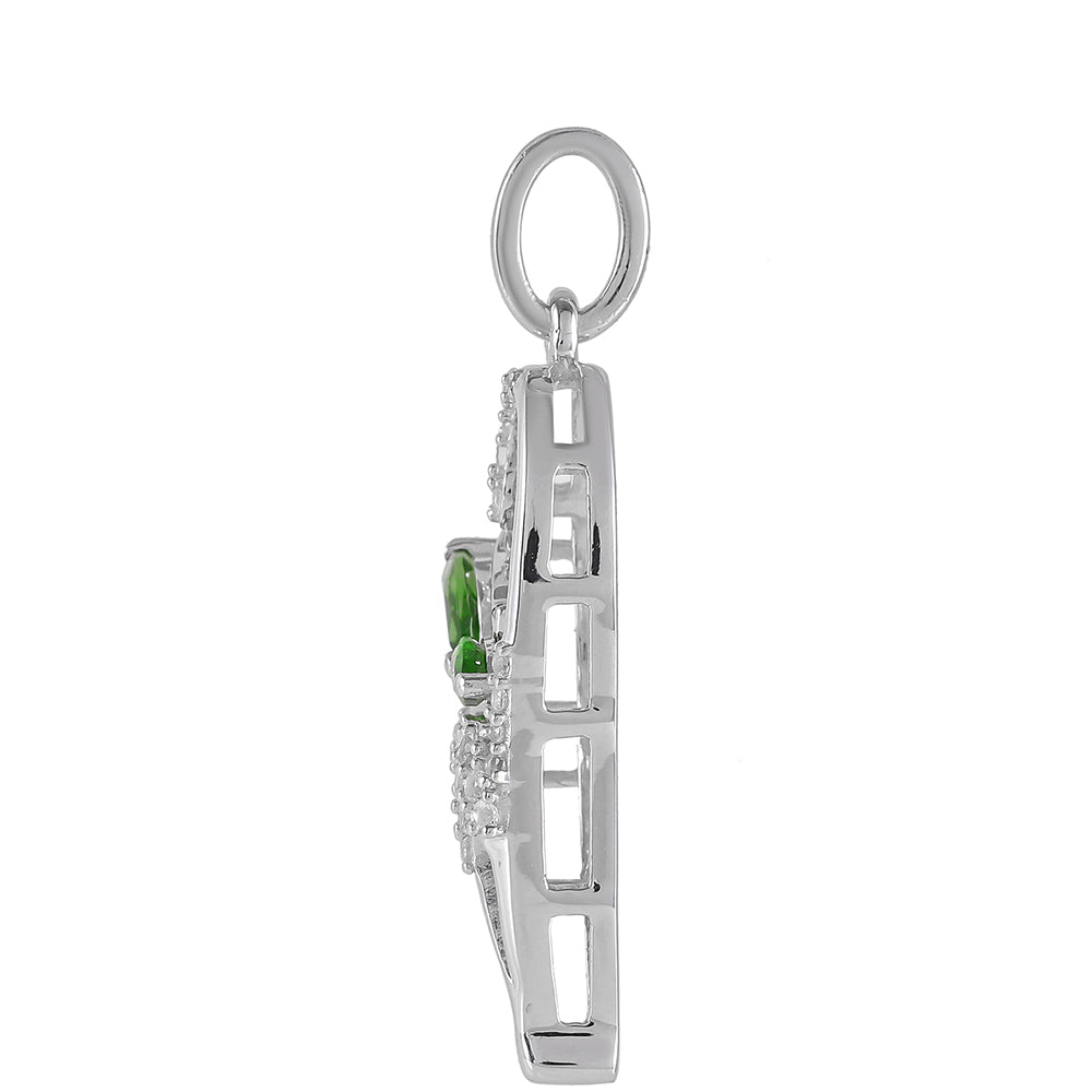 Colgante de Plata con Diópsido de Cromo y Topacio Blanco