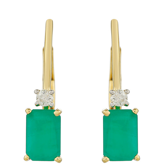 Pendientes de Oro 9K con Esmeralda de Brasil y Zircón natural