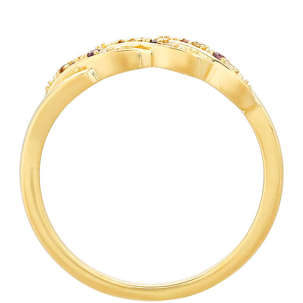 Anillo de Plata Bañada en Oro con Amatista y Citrino de Madeira