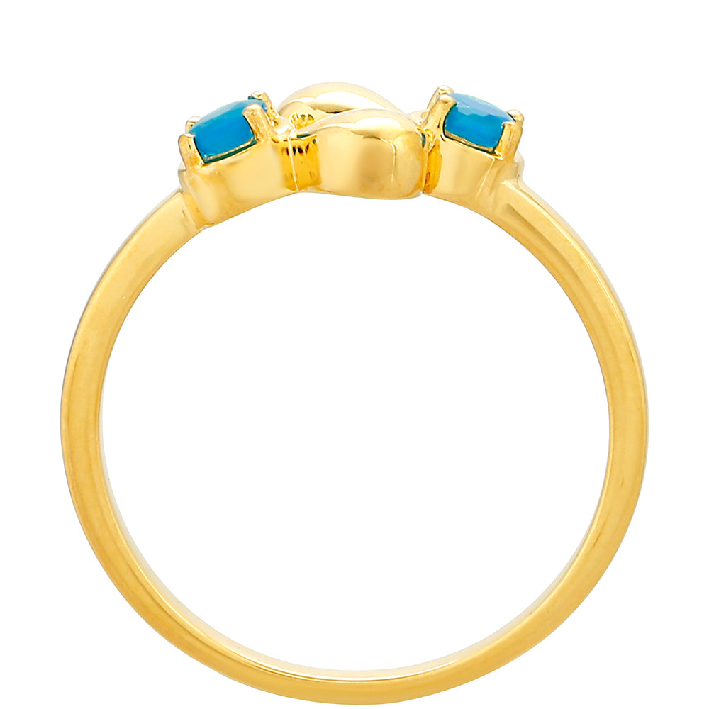 Anillo de Plata Bañada en Oro con Ópalo Azul Paraiba de Etiopía