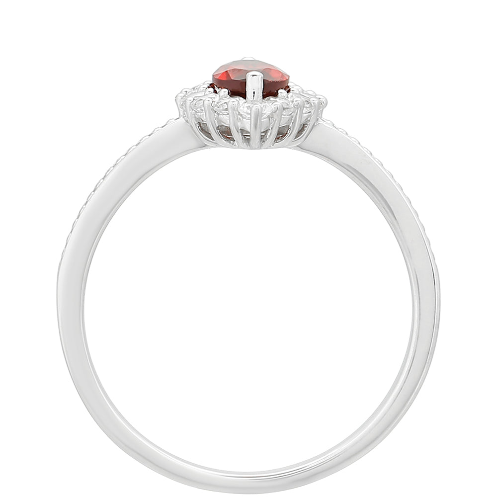 Anillo de Plata con Granate y Topacio Blanco