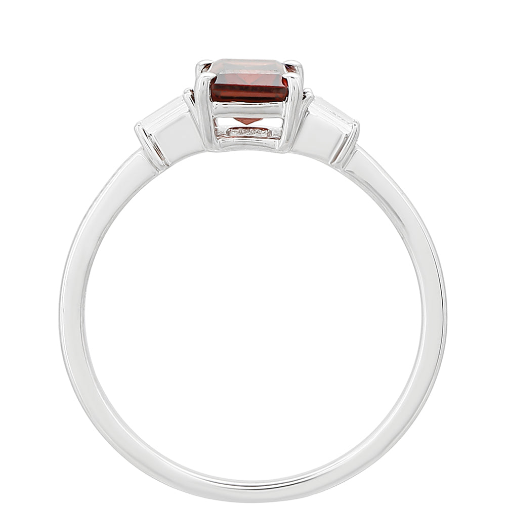 Anillo de Plata con Granate y Topacio Blanco