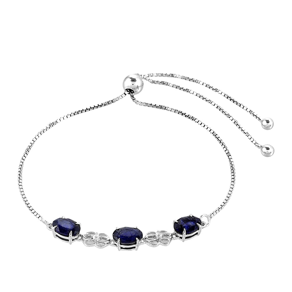 Pulsera de Plata con Zafiro de Tailandia y Topacio Blanco