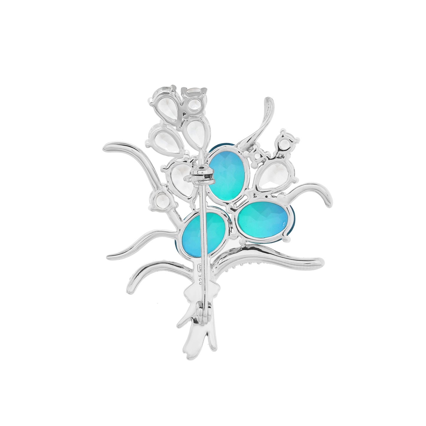 Broche de Plata con Cuarzo Pavo Real y Topacio Blanco