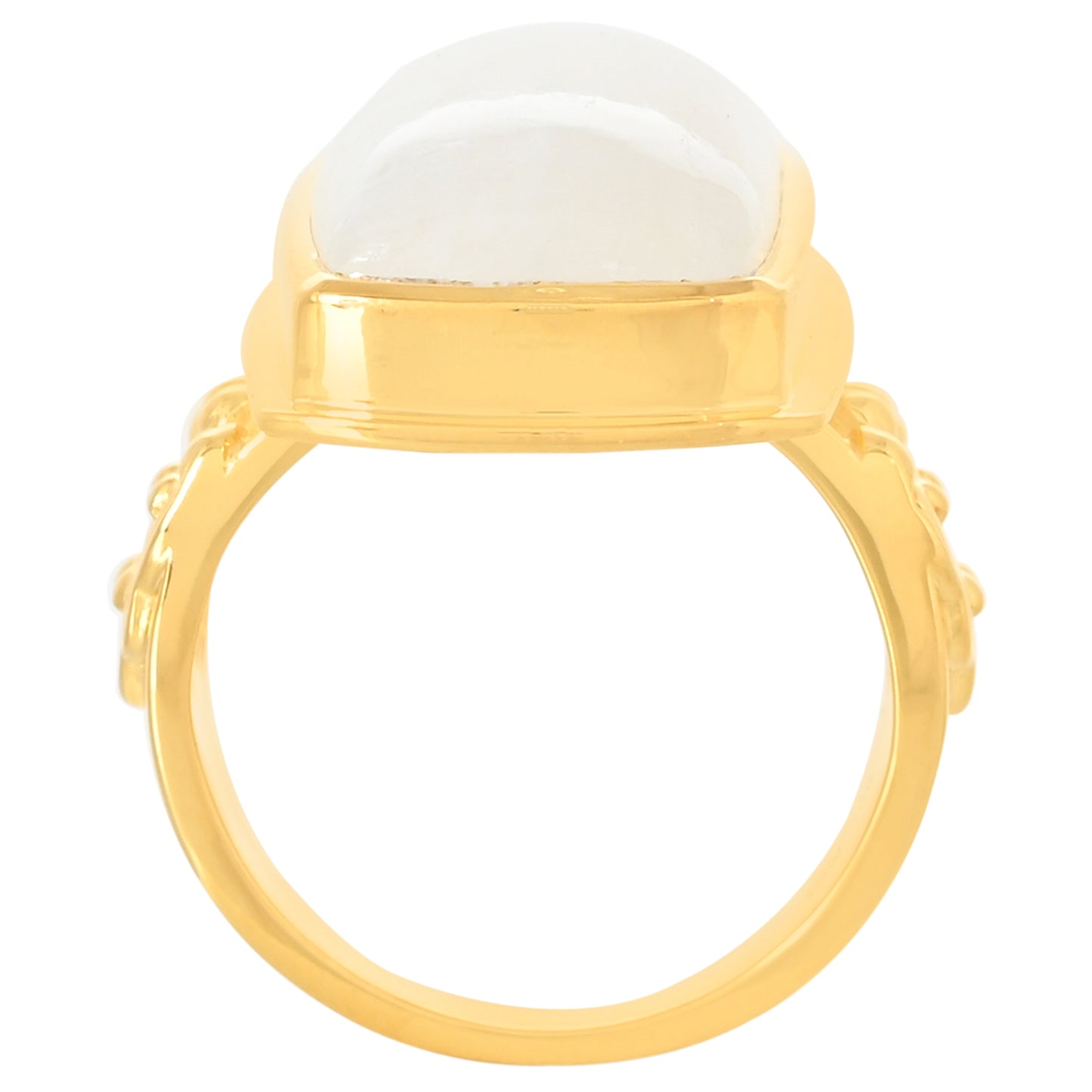 Anillo de Plata Bañada en Oro con Piedra Lunar Arco Iris