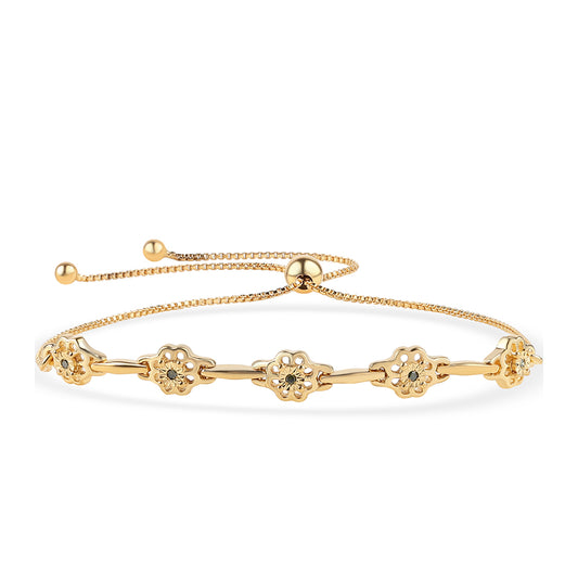Pulsera de Plata Bañada en Oro con Diamante Azul