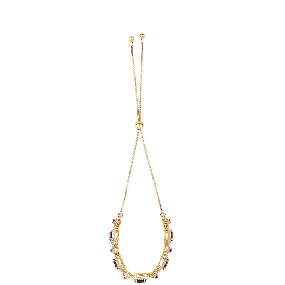 Pulsera de Plata Bañada en Oro con Granate Barton