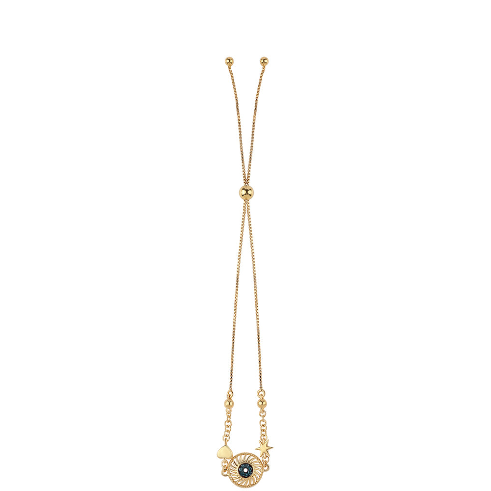 Pulsera de Plata Bañada en Oro con Diamante Azul