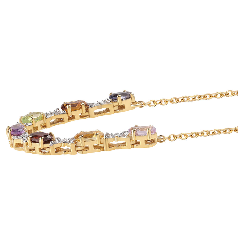 Collar de Plata Bañada en Oro con Amatista Rosa de Francia y Citrino