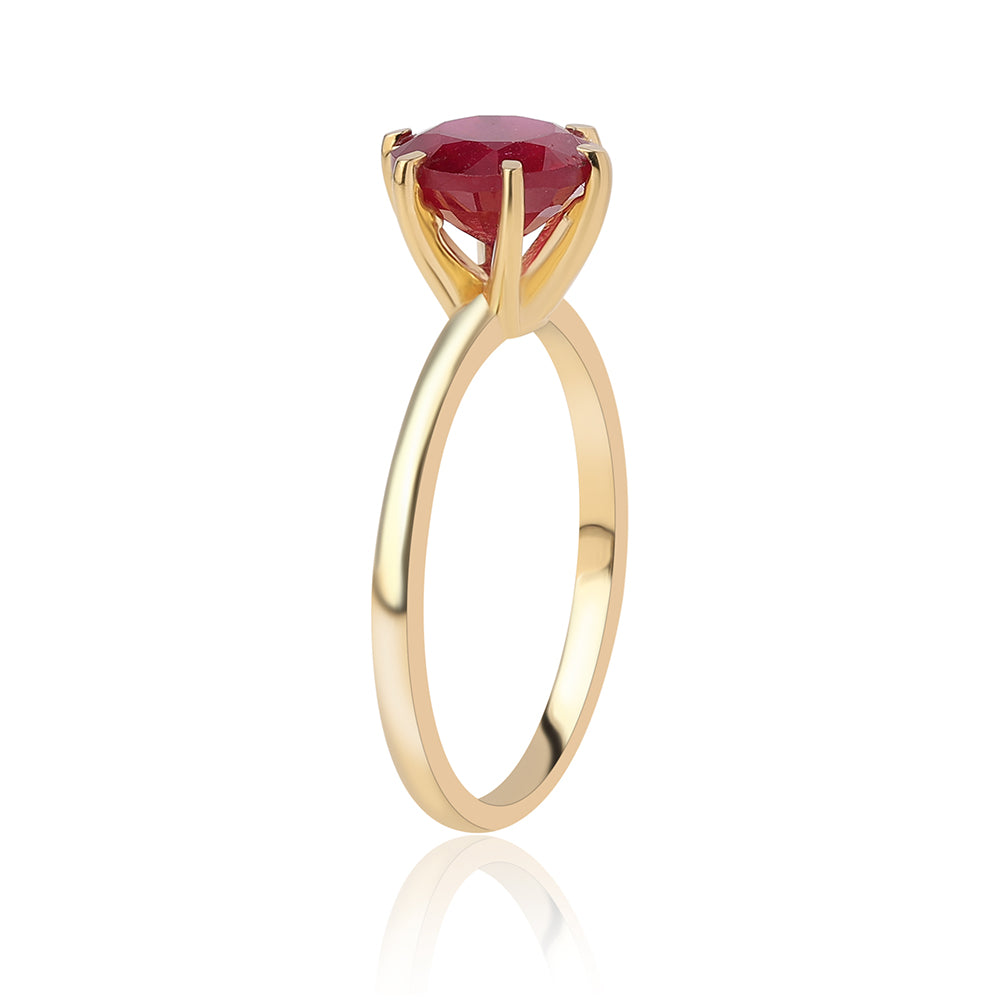 Anillo de Plata Bañada en Oro con Rubí de Mozambique