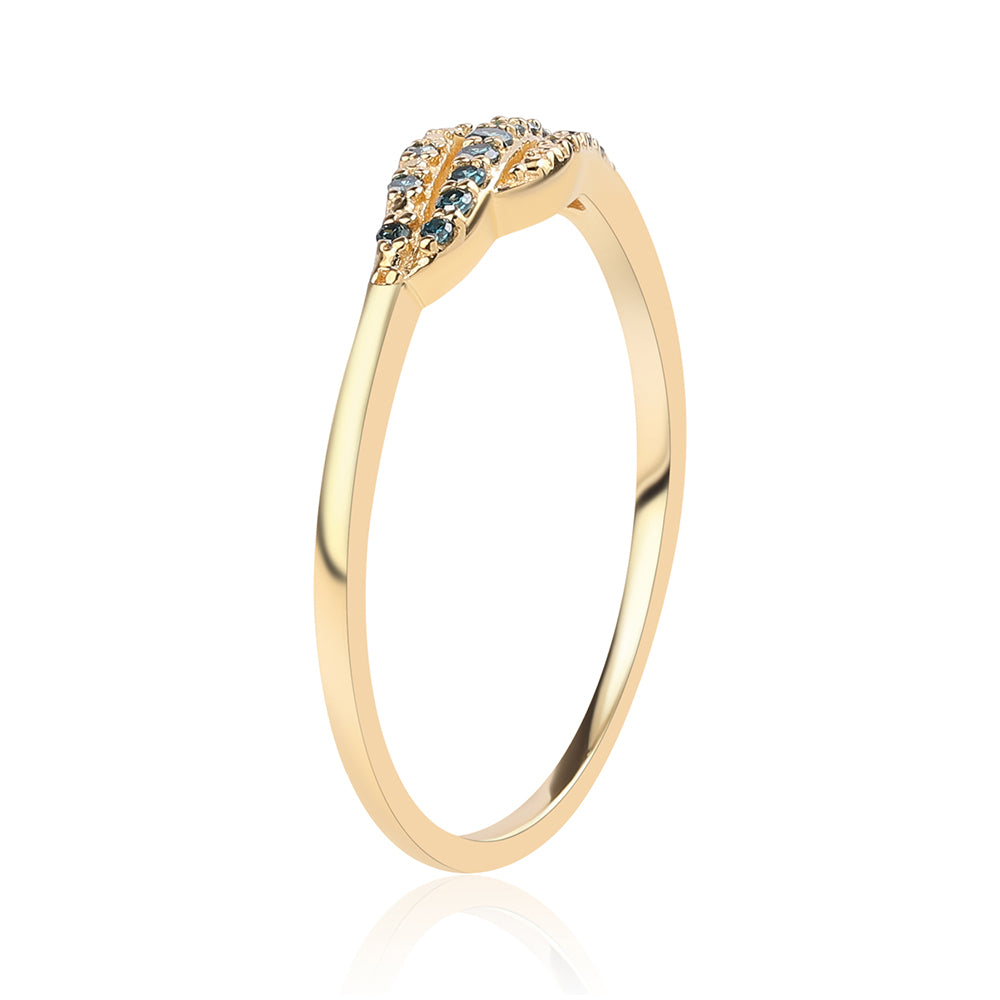 Anillo de Plata Bañada en Oro con Diamante Azul
