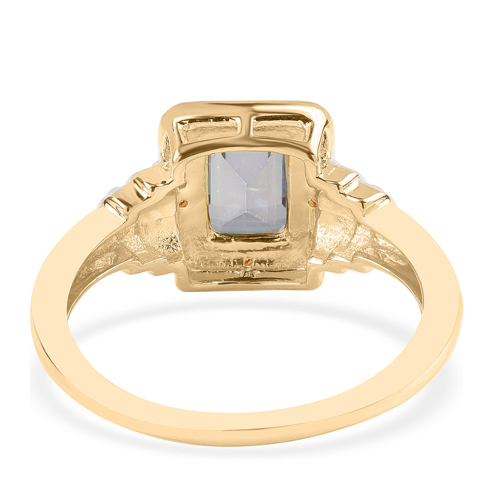 Anillo de Plata Bañada en Oro con Topacio Místico y Topacio Blanco