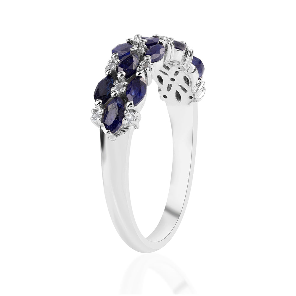 Anillo de Plata con Zafiro Azul Australiano y Topacio Blanco