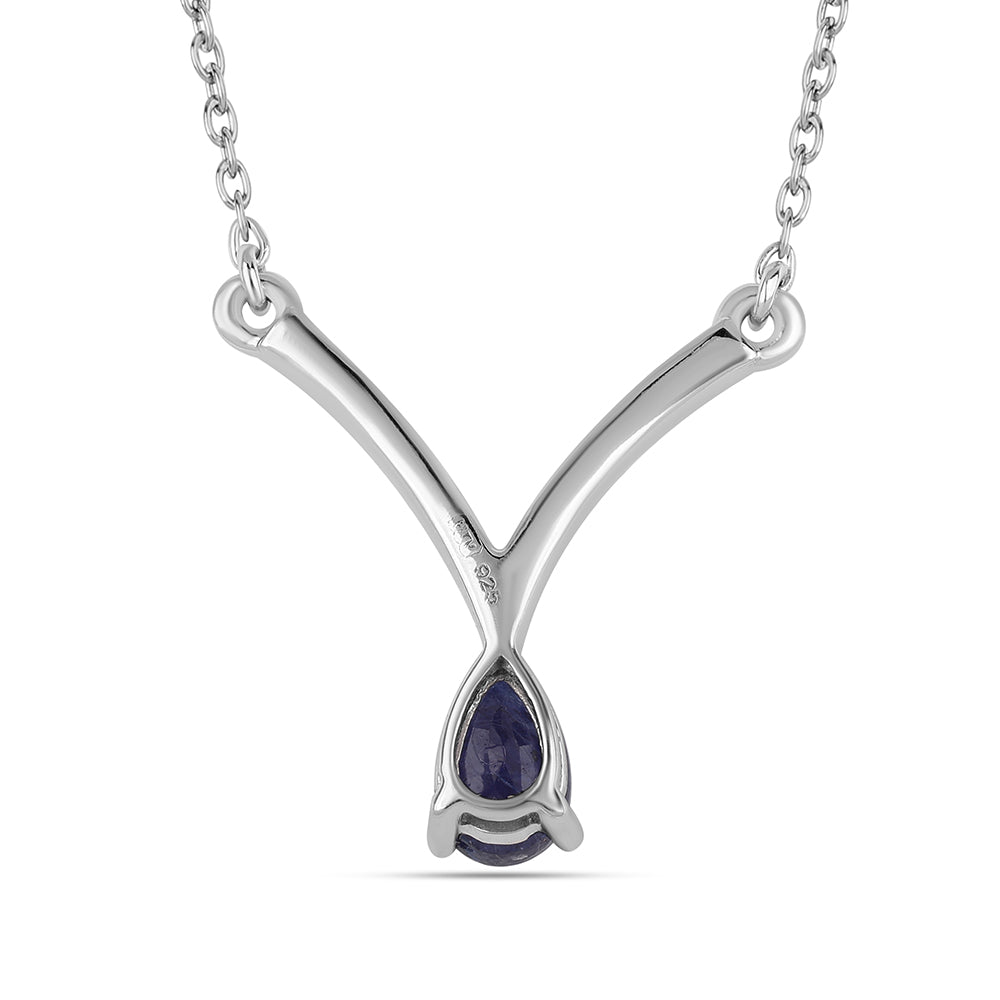 Collar de Plata con Zafiro Azul Australiano y Topacio Blanco
