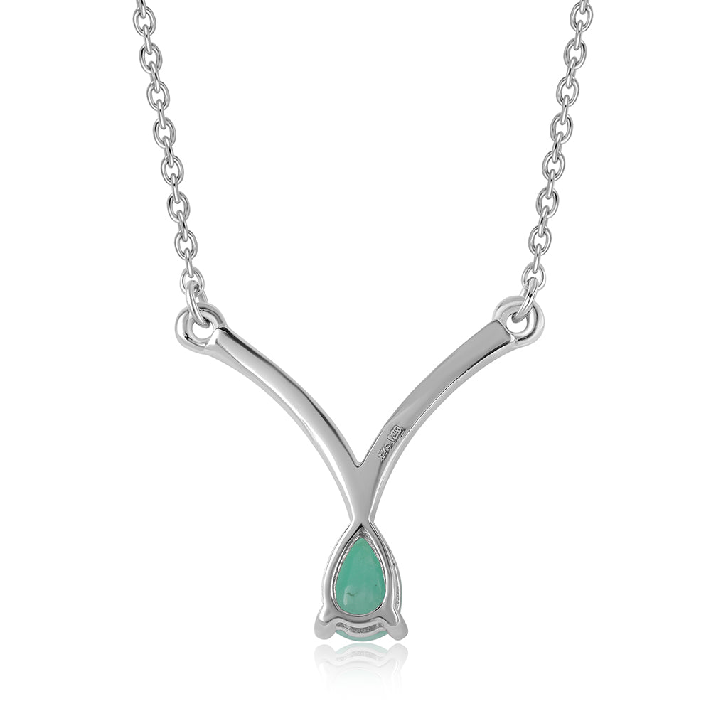 Collar de Plata con Esmeralda de Brasil y Topacio Blanco