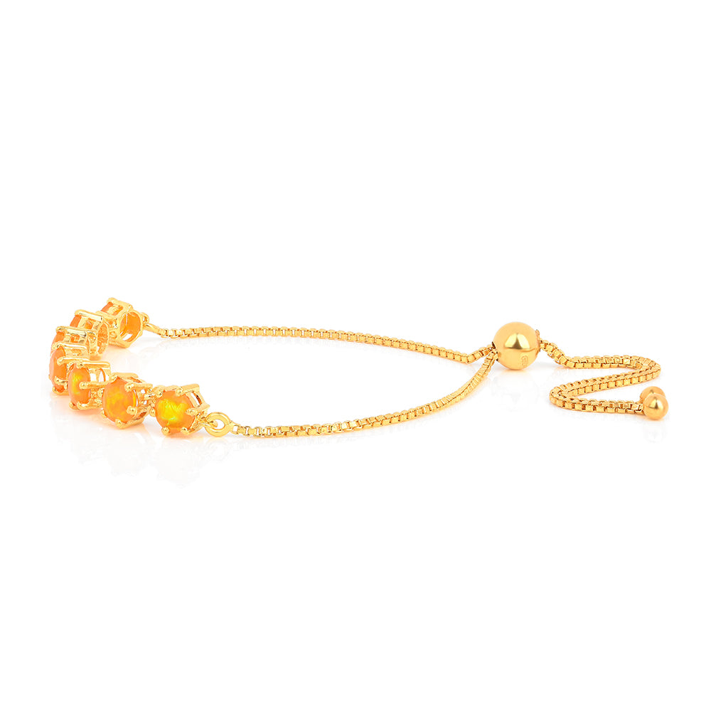Pulsera de Plata Bañada en Oro con Ópalo Fuego