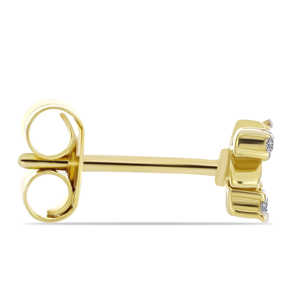 Pendientes de Plata Bañada en Oro con Diamante blanco