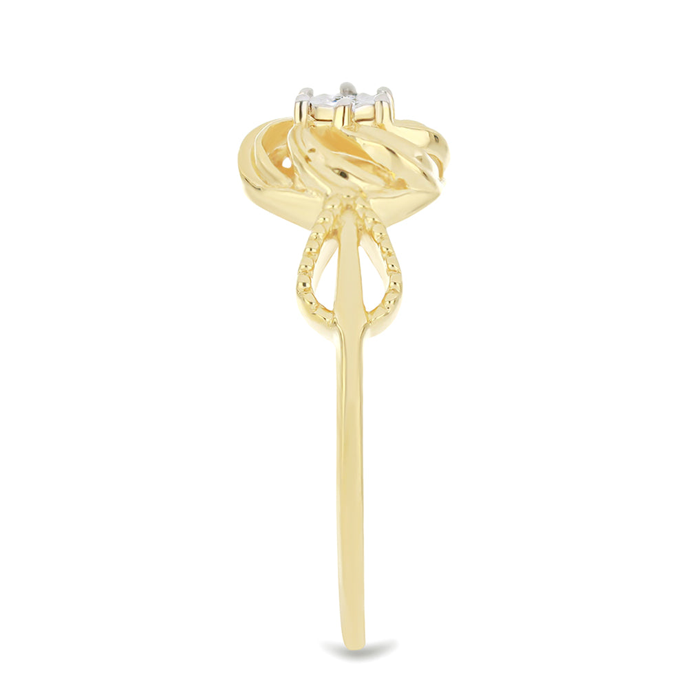 Anillo de Plata Bañada en Oro con Diamante blanco