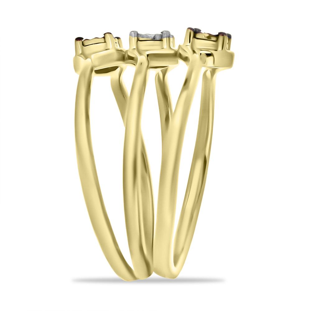 Conjunto de Plata Bañada en Oro con Diamante Azul y Diamante blanco ( Anillo )