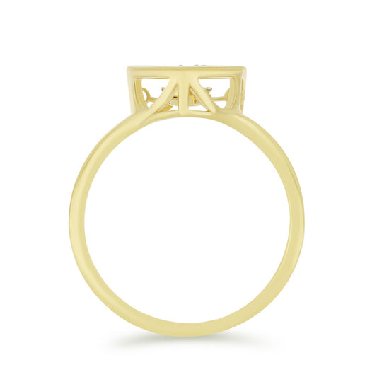 Anillo de Plata Bañada en Oro con Diamante blanco y Zircón Blanco