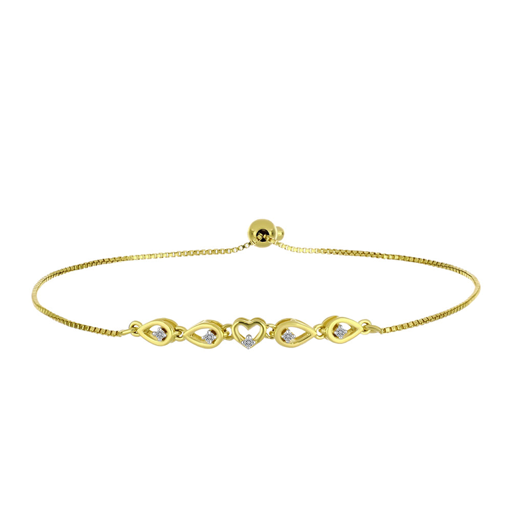 Pulsera de Plata Bañada en Oro con Diamante blanco
