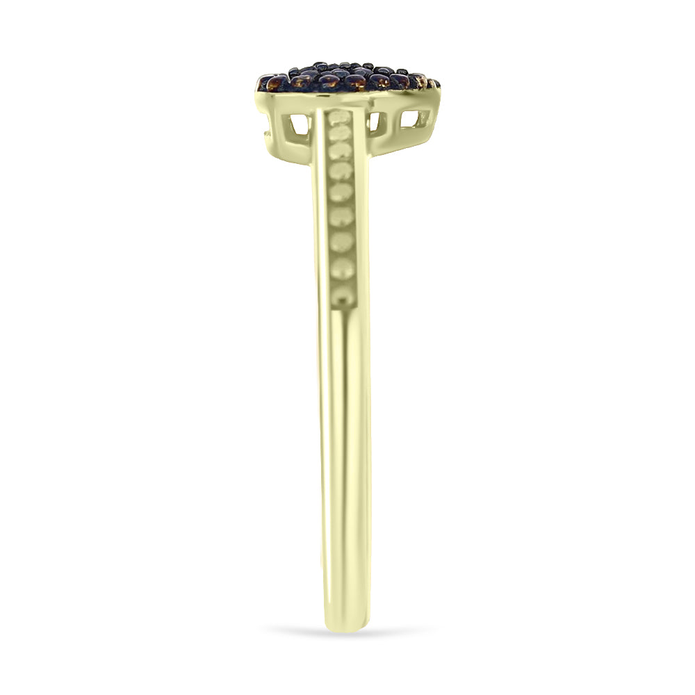 Anillo de Plata Bañada en Oro con Diamante Azul