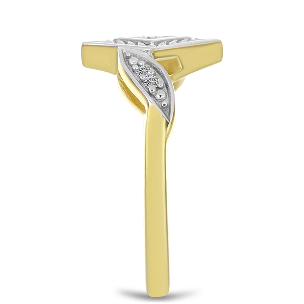 Anillo de Plata Bañada en Oro con Diamante blanco