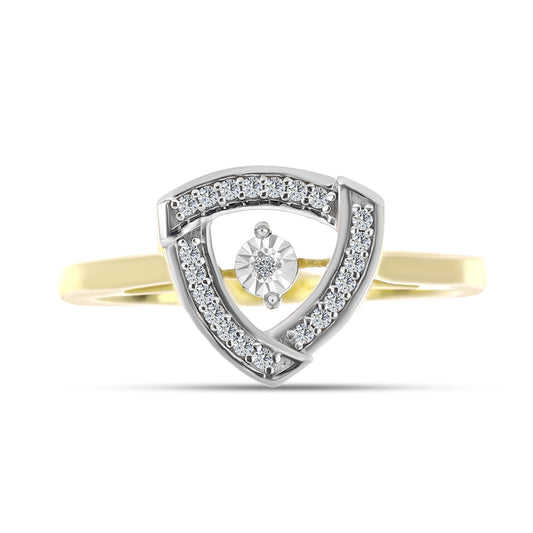 Anillo de Plata Bañada en Oro con Diamante blanco y Zircón Blanco