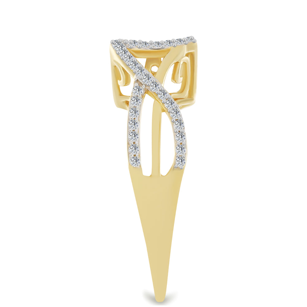 Anillo de Plata Bañada en Oro con Diamante blanco y Zircón Blanco