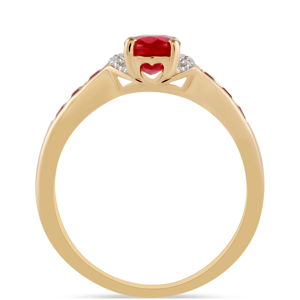 Anillo de Oro 9K con Rubí de Madagascar y Zircón Blanco