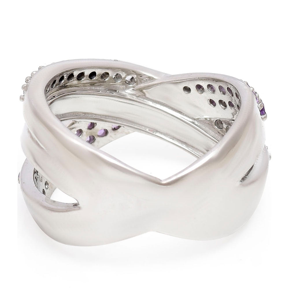 Anillo de Plata con Amatista de Marruecos y Topacio Blanco