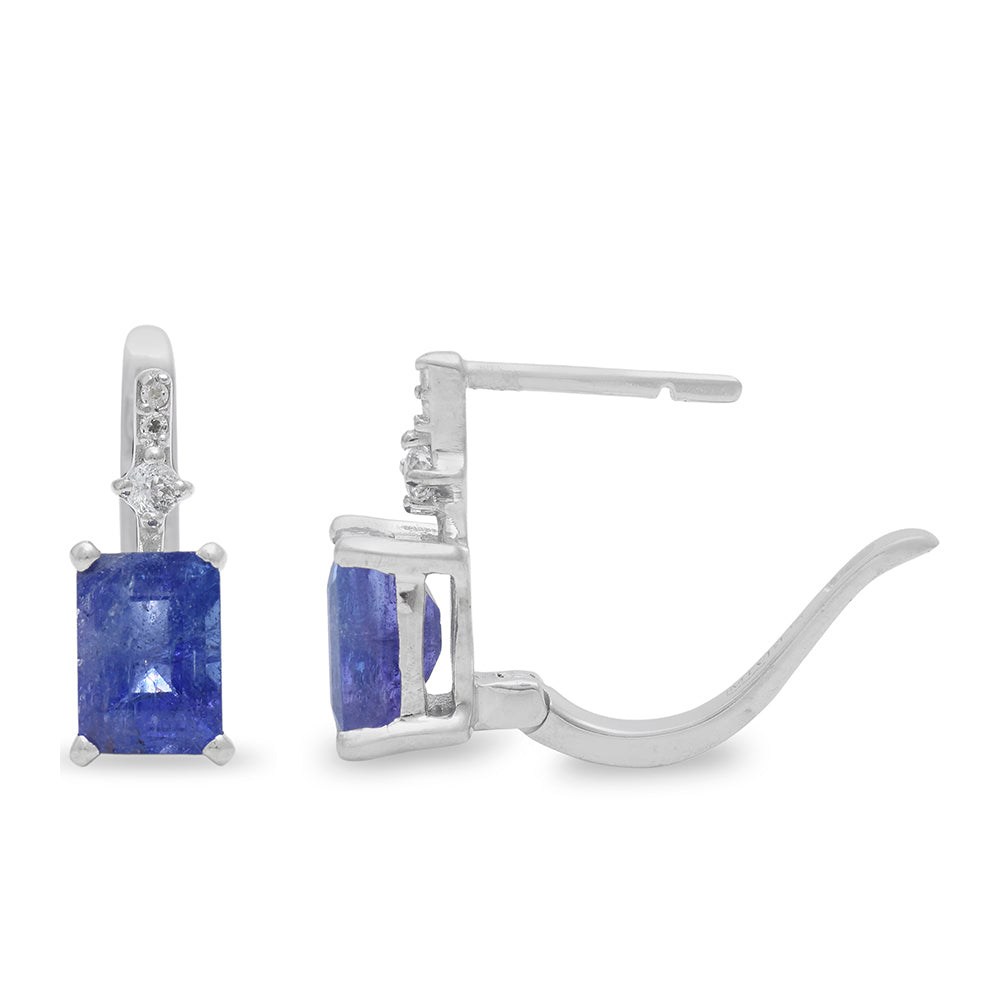 Pendientes de Plata con Tanzanita AAA y Topacio Blanco