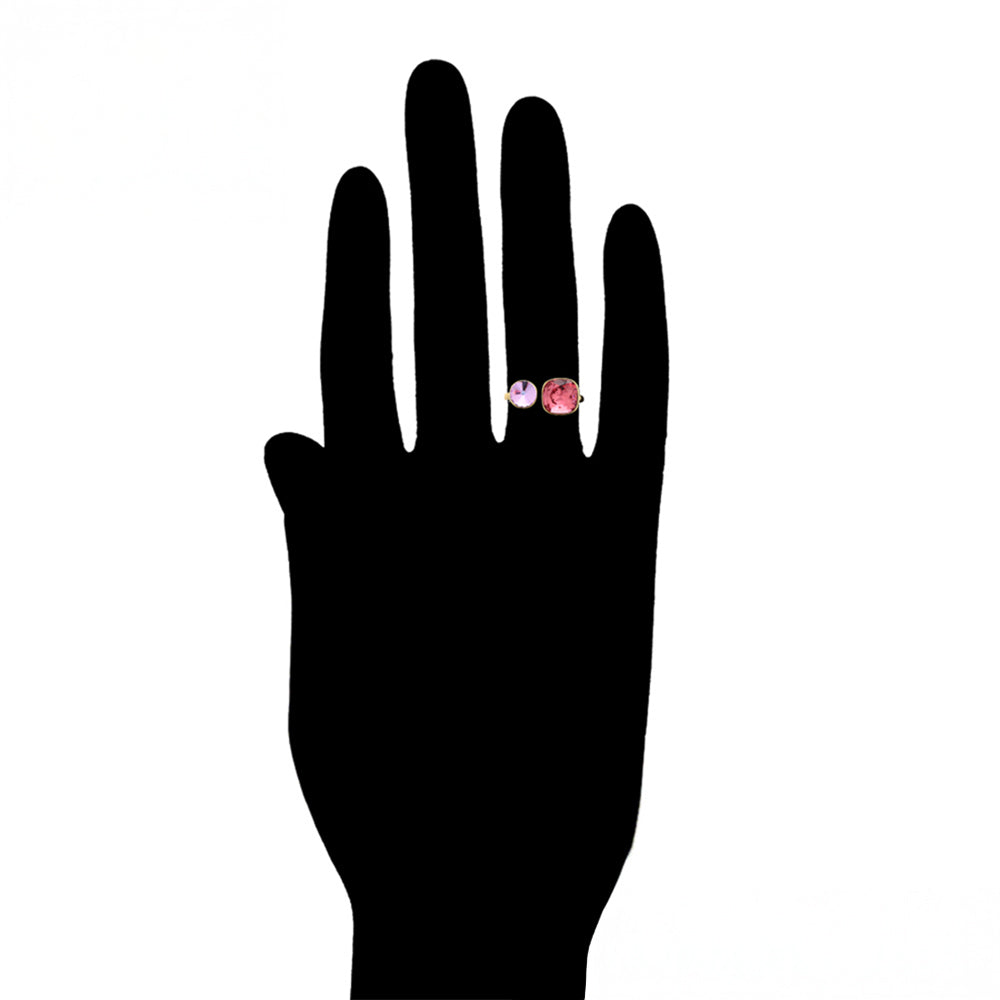 Anillo de Aleación Bañado en Oro con Cristal Emporia® Rosa