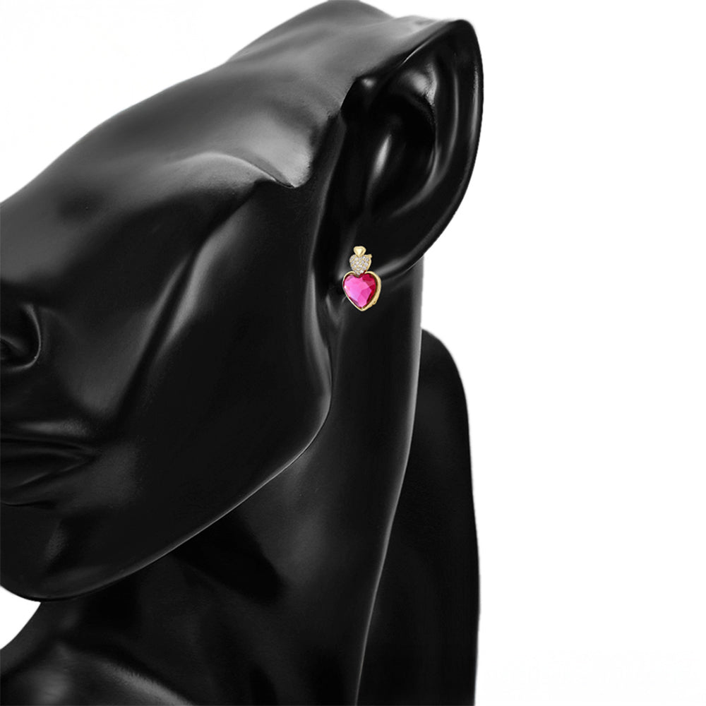 Pendientes de Aleación Bañado en Oro con Cristal Emporia® Rosa y Cristal Emporia® Blanco