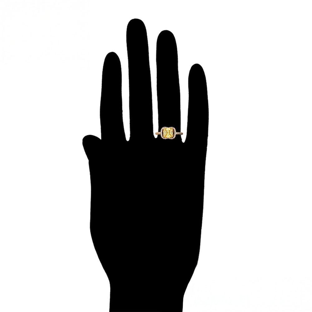 Anillo de Aleación Bañado en Oro con Cristal Emporia® Amarillo y Cristal Emporia® Blanco