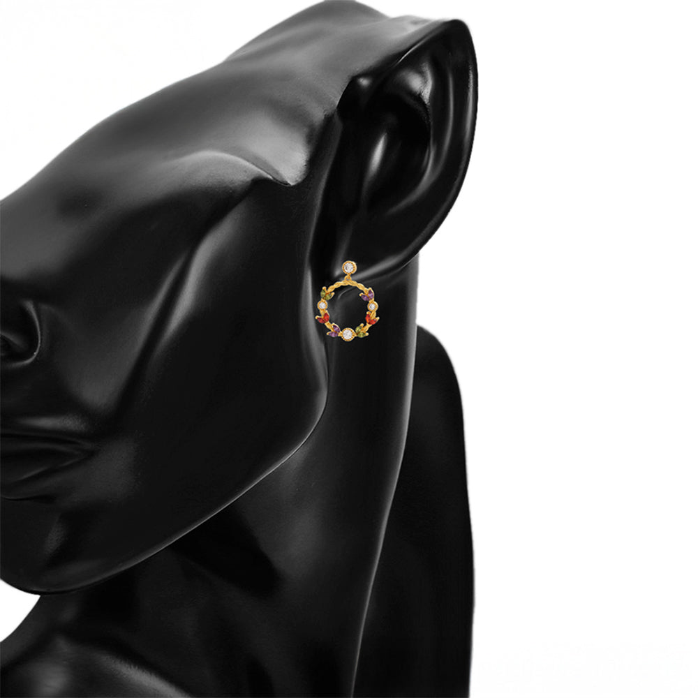 Pendientes de Aleación Bañado en Oro con Cristal Emporia® Rojo y Cristal Emporia® Blanco