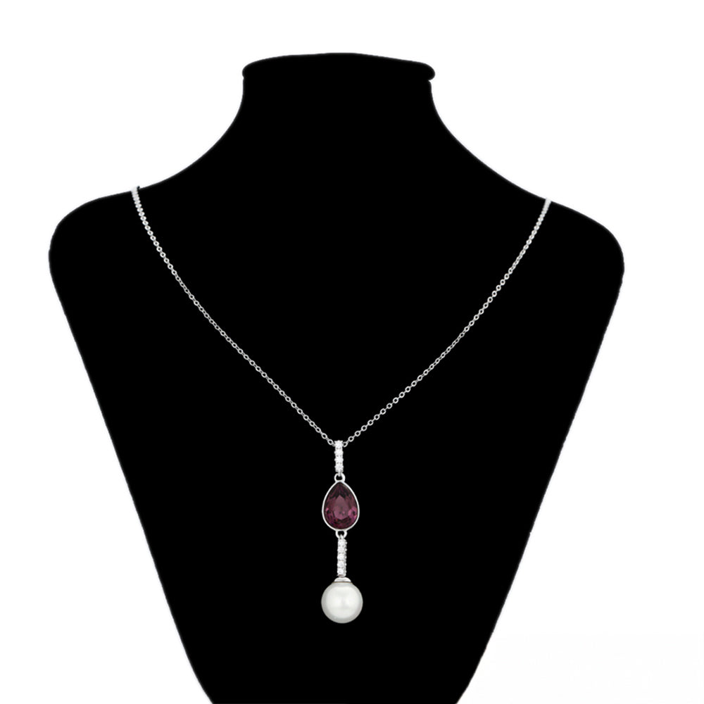 Collar de Aleación Bañado en Oro con Cristal Emporia® Púrpura y Perla de cristal