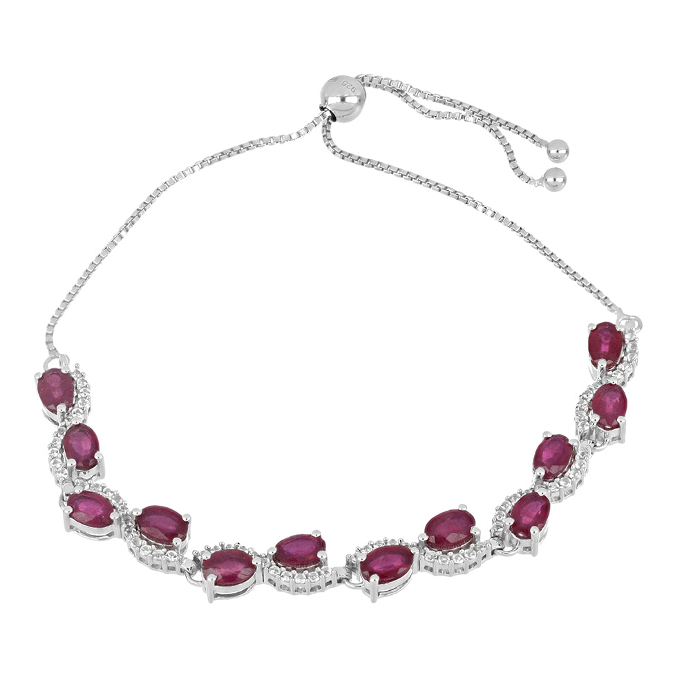 Pulsera de Plata con Rubí de Madagascar y Topacio Blanco