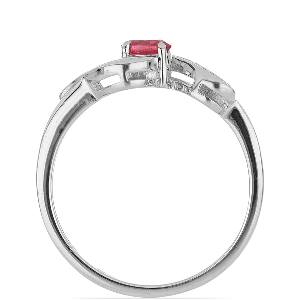 Anillo de Plata con Rubí de Madagascar y Topacio Blanco
